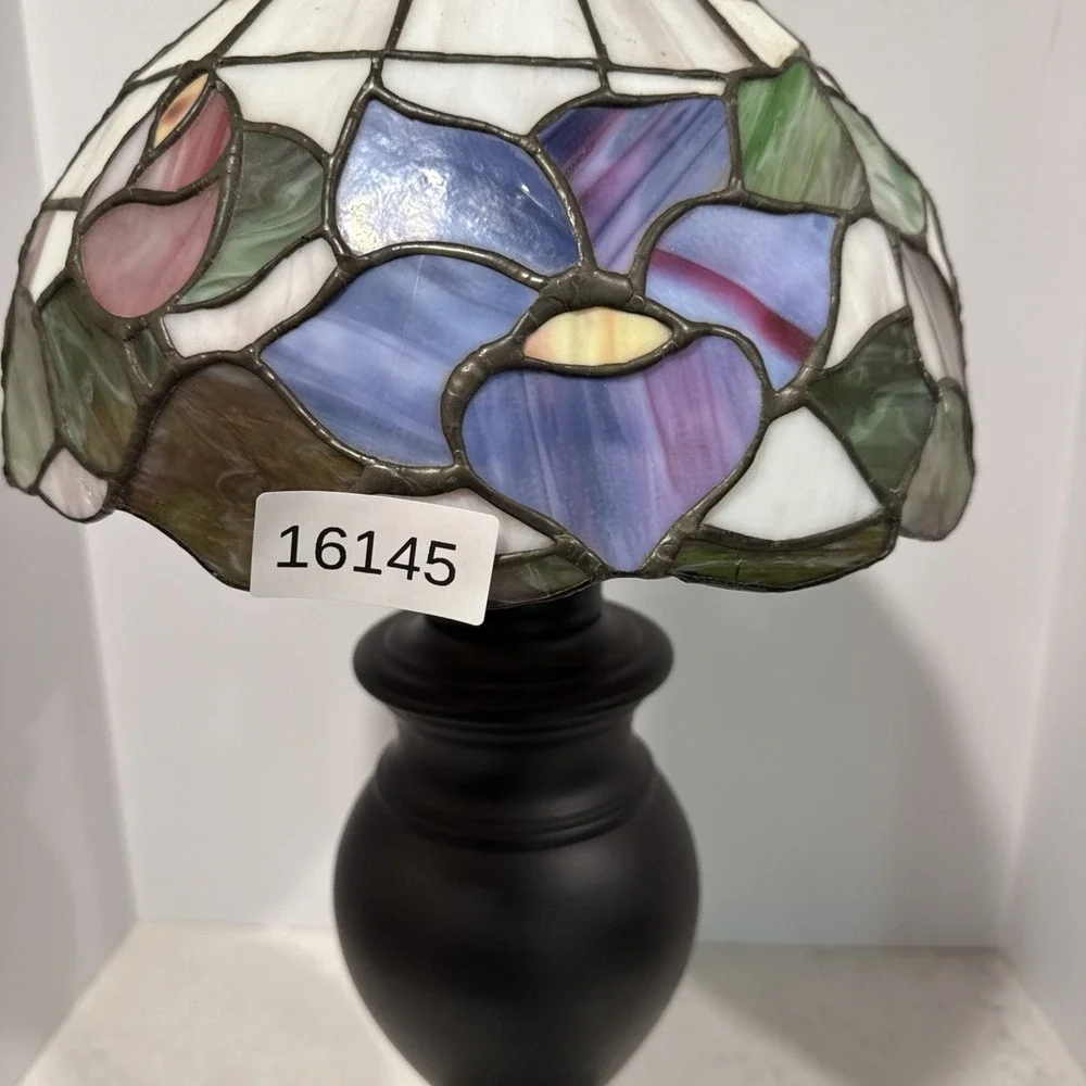 Retro Stained Glass Flower Base Tiffany Style Table Lamp Accent Lamp H24
